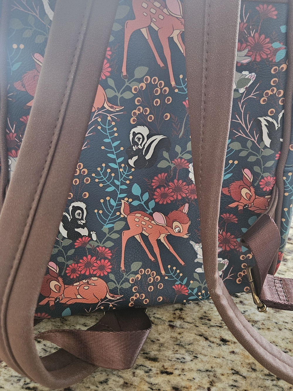 Loungefly Brown Bambi Floral Mini Backpack - Picture 3 of 9